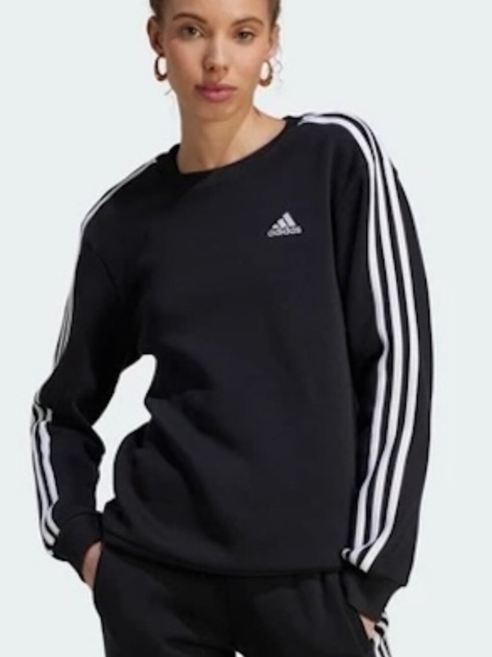 NWOT ADIDAS 3-STRIPES WOMEN'S SWEATSHIRT BLACK